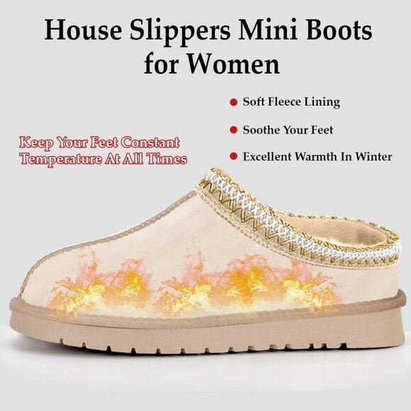 Women's Faux Fur Fleece Lined Mini Boots Anti-Slip Indoor Outdoor Slippers - Picture 2 of 6